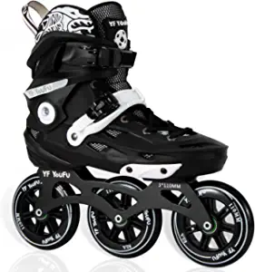 Inline Skates for Men Women Adult, 110MM 3 Wheels Inline Roller Skates Blades, Inline Speed Skates Outdoor Adjustable Fitness Aggressive Inline Skates for Adult Youth Teens Black