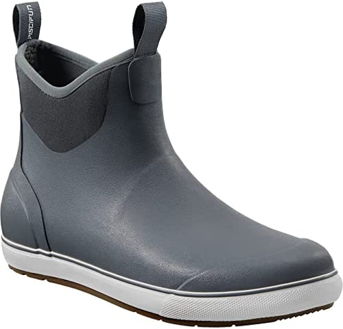 Piscifun Men's Fishing Deck Boots, Waterproof Rain Boots, Anti-Slip Rubber Boots with Breathable Neoprene Lining