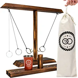 Tulyra Ring Toss Games for Adults, Hook and Ring Game with Exclusive Carrying case & Unique Stainless Shot Glass, Super Easy to Assemble, XL Size(15.7" X 13" ) Shot Ladder, Tabletop Drinking, Outdoor