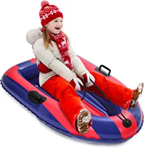 Inflatable Snow Sled, Heavy Duty Snow Tube with Reinforced Handles, Winter Toys Gifts Sleds for Kids Boys Girls, Toboggan for Outdoor Sledding