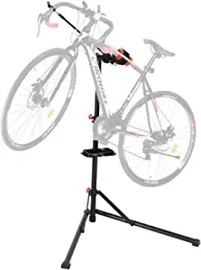 Bike Repair Stand - Foldable Home Bike Stand for Maintenance of Road Bike & Mountain Bike - Height Adjustable Portable Bike Work Stand - Single Bicycle Repair Stand with Quick Release Mechanism