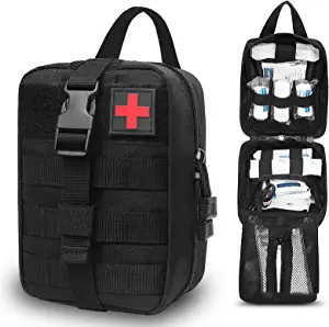 Molle IFAK Pouch Tactical Medical Bag Empty, Large Capacity Rip-Away First-Aid Pouch EMT Bag Med Trauma Military EDC Supplies Bag with Red-Cross Patch for Emergency Survival Medic Kits(Pouch Only)