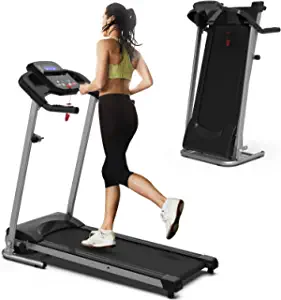 Redliro Electric Treadmill Foldable Exercise Walking Machince for Apartment Home/Office Jogging Compact Folding Easy Assembly 12 Preset Program 2 Wheels LCD Display