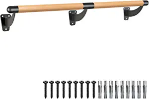 SELEWARE Wall Mount Traditional Ballet Barre System Wood Ballet Bar Heavy Duty Danch Bar for Home Barre Movements Body Stretch, Practice Your Foot Positions 1.5 inch Dia 3-10FT Long