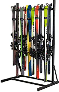 Teal Triangle Freestanding G-Ski, 10 Ski Storage Rack, Indoor Floor Stand