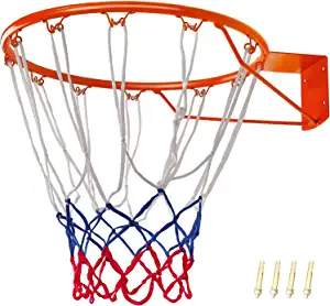 ANOWONA Basketball Rim Goal 18" Wall Door Mounted, Hanging Basketball Rim Goal Hoop Net with All Weather Net Indoor Outdoor Wall Mounted