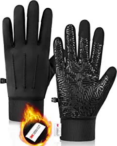 Winter Gloves Men Touchscreen Waterproof, Womens Gloves Windproof Thinsulate Lined, Gloves for Men Anti-slip Running Cycling