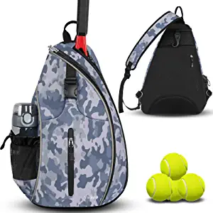 Ytonet Tennis Bag, Tennis Sling Backpack Crossbody Water Resistant for Men Women, Holds Tennis Badminton Squash Rackets, Pickleball Paddles Set, Racquets, Balls and Other Outdoors Sports Accessories