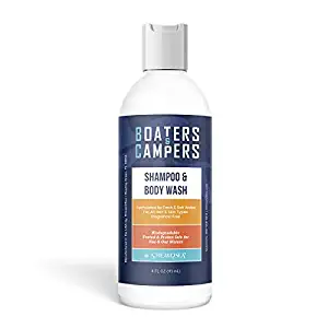 Boaters and Campers Hair Shampoo | 4 oz Reef Safe Fragrance Free All Natural Shampoo For Camping and Boating | Anti Frizz and Color Safe Shampoo | Paraben Free Hydrating Shampoo By Stream2Sea