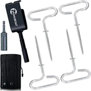MUMUBOAT Ice Anchor Drill Adapter Kit with Storage Bag, 4pcs Ice House Anchors Ice Anchor Tool, Ice Shanty Anchors for Setting Up Ice Fishing Shelter Tent