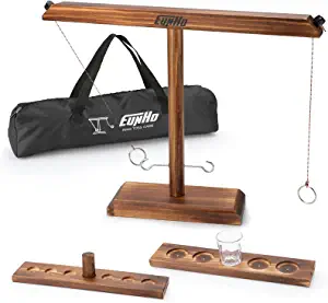 EunHo Large Ring Toss Game 20" X 15.7", Wooden Ring Hook Tossing Game & 20 Second Set Up, 2 Play Types of Score Keepe for Adults, Family, Wedding, Bar, Great Gift with Carry Bag