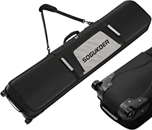 SOGUKOER Snowboard Bag with Wheels Rolling Padded Wheeled Snowboard Bag& Ski Bag 157CM Waterproof Travel Bag for Snowboard, Goggles, Gloves, Skis & Accessories
