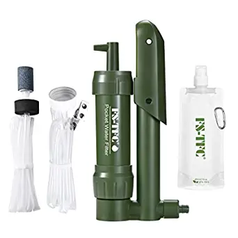 FS-TFC Pocket Water Filter Hand Pump Portable Water Purifier Emergency Survival Gear for Drinking Backpacking Hiking Camping Outdoor Filtration
