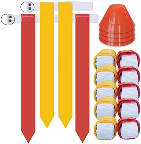 Youper Flag Football Set, 10 Player Flag Football Belts and Flags Set, Complete Indoor & Outdoor Training Set