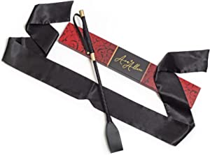 18" Riding Crop, Horse Whip for Adult Beginners, Black Equestrian Leather Paddle with Anti-Slip Handle & Gold Trim (45cm Length)