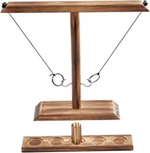 Ring Toss Game for Adults, Wooden Ring Toss Game with Shot Ladder,Battle Hook and Ring Game Set for Bars, Home, Party, 100% Handmade 15.8" X 13" Large Size