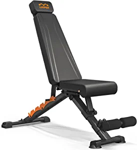 Lusper Zero-Gap Adjustable Weight Bench - 880 LB Stable Workout Bench, Extended Head and Neck Protection Design, 5-Sec Fast Folding Multi-Purpose for Flat/Incline/Decline