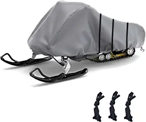 AKEfit Snowmobile Cover,Waterproof Storage Cover for Polaris/Skidoo/Arctic Cat Snowmobile, Fade Resistant Snowmobile Storage Cover, Universal Snowmobile Cover (Grey, 130" L x 51" W x 48" H)