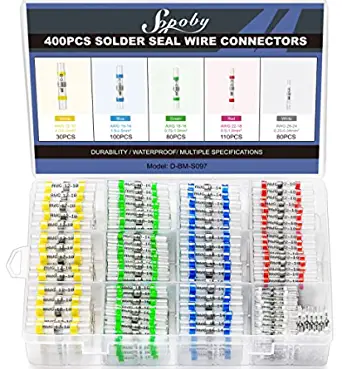 400PCS Solder Seal Wire Connectors, Sopoby Self Soldering Heat Shrink Butt Connector Solder Sleeve Waterproof Insulated Electrical Butt Splice Wire Terminals for Marine Automotive Boat Truck