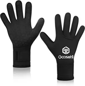 Goosehill Neoprene Diving Gloves, 3mm Wetsuit Gloves with Update Palm Rubber Granules and Ergonomic Finger Pre-Curved, Flexible Thermal Gloves for Diving Snorkeling Paddling Surfing Kayaking Scuba