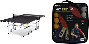 JOOLA Rally TL - Professional MDF Indoor Table Tennis Table w/ Quick Clamp Ping Pong Net & Post Set - 10 Minute Easy Assembly - Corner Ball Holders - Ping Pong Table w/ Playback Mode